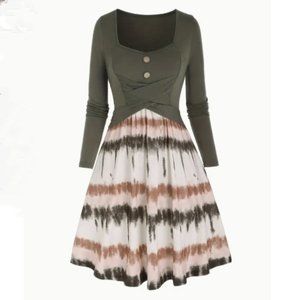 Womens Tie Dyed Long Sleeve Casual Dress Size XXL, NWOT